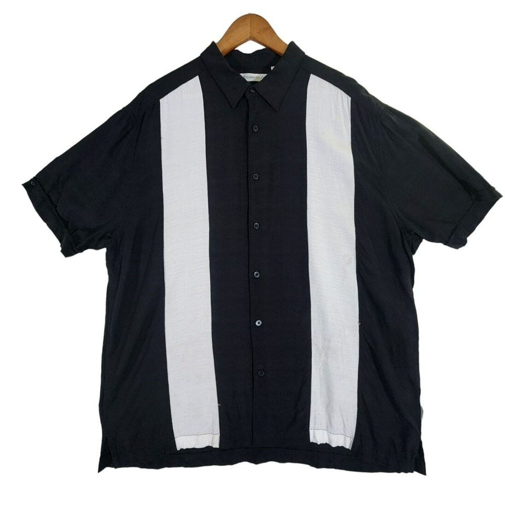 Cubavera Casual Shirt Men's XL Black Viscose Double Sided Cocktail Cuban Bowling